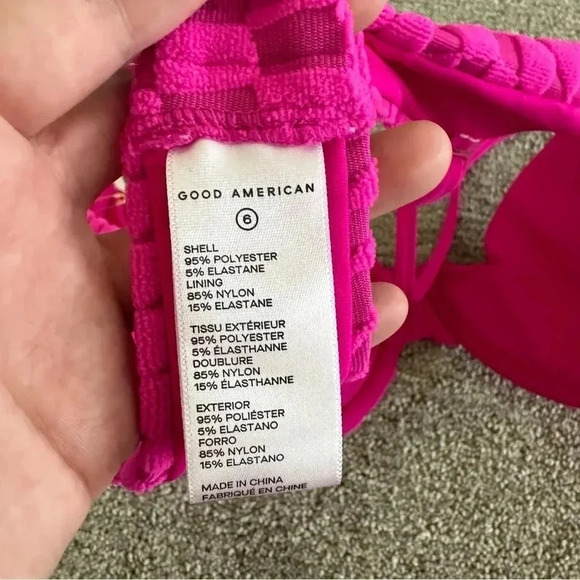 Good American Jacquard Demi Cup Bikini Top in Hawaiian Pink Size X- 6 - Picture 9 of 10